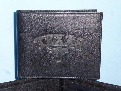 TEXAS LONGHORNS   Leather BiFold Wallet   NEW   black Cover