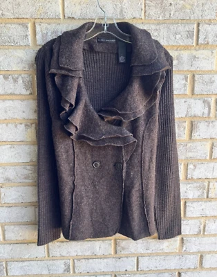 Cárdigan Suéter Elena Solano Manga Larga Mezcla Lana Cuello Volantes Talla L Foto 1 de 4