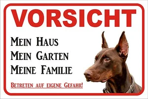 Schild S0336 - Vorsicht Dobermann "Mein Haus" 15x20 bis 60x40cm Hund Türschild - Bild 1 von 1