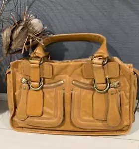 Bolso de Hombro CHLOE Bay Cuero 2 Vías Marrón Dorado Usado De Colección - Imagen 1 de 13