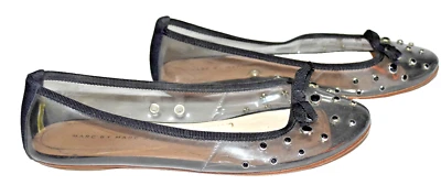 Marc by Marc Jacobs Studded Clear Plastic with Black  Bow Flats Eur 36.5 US 6 - Image 1 of 4