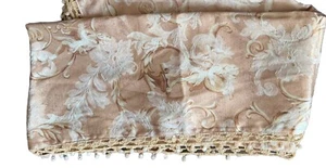 New Waverly Gold Damask Floral Table Runner Beaded Trim Elegant Regal Rare VTG - Picture 1 of 8