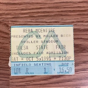 REBA McWHOLE Tulsa State Fair 10/5/1991 biglietto concerto raro Stub Oklahoma - Foto 1 di 1