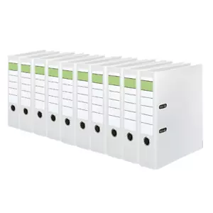 10x Ordner A4 Einsteckrückenschild & Kunststoffüberzug Büro Ordner 80mm weiß - Bild 1 von 3