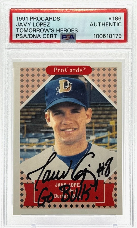 1991 Procards Javy Lopez Signed #186 Tomorrow's Heroes PSA Authentic Auto - Image 1 of 2
