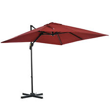 Outsunny Square Cantilever Roma Parasol 360 Rotation w/ Hand Crank, Wine Red