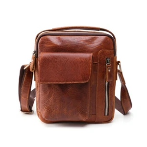 Bolso Mensajero de Viaje Informal de Cuero de Colección para Hombres Bandolera Bolso de Hombro - Imagen 1 de 14