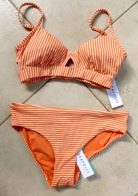 NEW Seafolly Bikini AU 14 / US10 Go Overboard Melon Active Bralette & Retro Pant - Image 1 of 4
