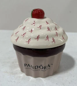 Pandora Ceramic Cupcake Jewelry Ring Holder Box  Susan G. Koman Pink Ribbon - Picture 1 of 5