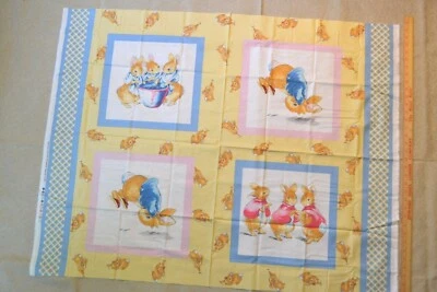 Beatrix Potter Peter Rabbit fabric panel 45" x 34" with 4 large quilt blocks - Image 1 of 4