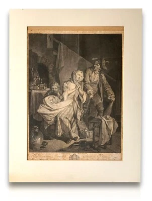 Kupferstich - Claude Duflos 1700-1786 „La mère qui intercède“ - Johann Schenau - Bild 1 von 4