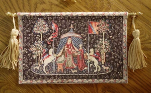 1:12 1:6 Miniature French  Tapestry Queen & Unicorn Lion Black Edition #TP609 - Picture 1 of 6
