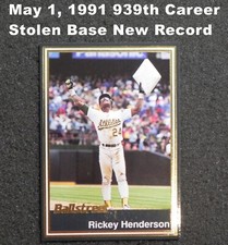 RICKEY HENDERSON (1) 1991 Ballstreet Gold Card #33 _ New Stolen Base Record