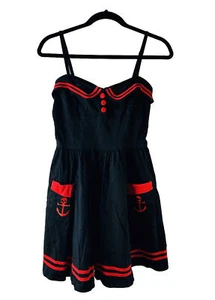 Vestido Hell Bunny Vixen Mujer Mediano Retro Marinero Náutico Patinador Pin Up - Imagen 1 de 8