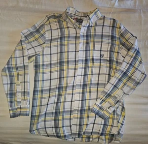 Chaps Herren Langarm Hemd - weiß mit blau gelb kariert, L; TOP FUND!! - Bild 1 von 3