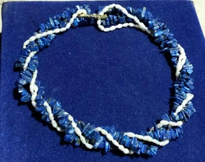 Lapis and Freshwater Pearl Necklace  Twist or wear long 2 stands- Lapiz & FWP - Picture 1 of 8