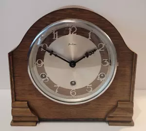 Antique c1930’s English “Bentima” Oak Cased Westminster Chiming Mantel Clock - Picture 1 of 15