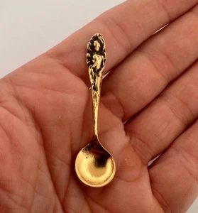 18k Gold Plated Sterling silver Small salt Spoon/Sugar-Salt spoon - Picture 1 of 5