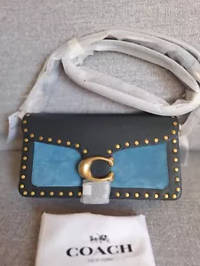 NWT Coach 92151 Tabby Shoulder Bag26 In Colorblock W Rivets Leather Navy Blue - Picture 1 of 13