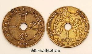 1 Centième 1920 Mit , Indo-China Française. Bronze Skulptur - Picture 1 of 1