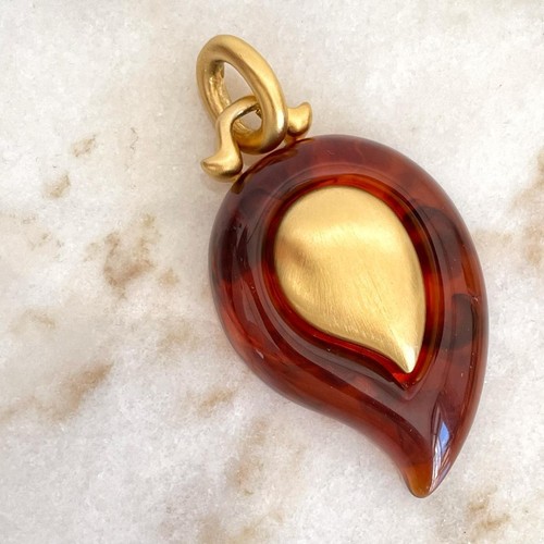 Ciondolo Givenchy tartaruga goccia oro ciondolo raro vintage