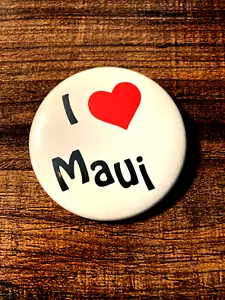 I Love Maui I Heart Maui Button Pin Back Pin - Picture 1 of 2