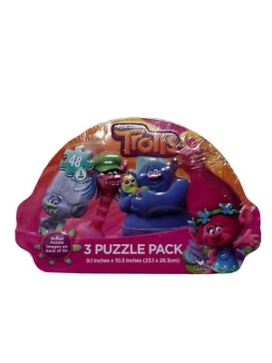 Dreamworks тролли - 3 головоломки упаковка в Troll олово новый запечатанный - Изображение 1 из 2