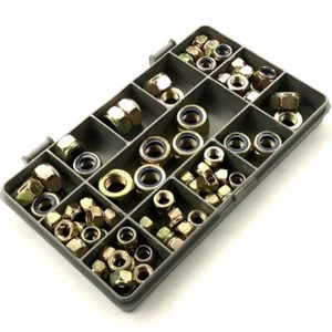 73 STÜCK ZINK GELB NYLOC SICHERUNGSMUTTER SET M6 M8 M10 M12 DIN982 MUTTERN SET - Bild 1 von 2