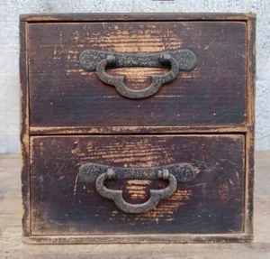 Japanese Antiques TAISHO retro Small chest Mini TANSU KOHIKIDASHI W21.2cm Vtg - Picture 1 of 9