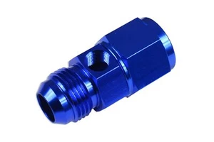 Adapter connector nipple female-male AN8 fitting with port Blue - Picture 1 of 8