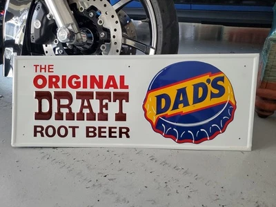 Letrero de cerveza de raíz de papá original vintage de metal en relieve borrador original c.1971 ¡NUEVO EN STOCK!  Foto 1 de 4