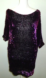 SOME BODY Damen Bluse lila Pailletten Stretch Gr. M/L - Bild 1 von 10