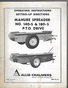 Esparcidor de estiércol Allis-Chalmers No. 140-S y 180-S P.T.O. Manual de operación de accionamiento - Imagen 1 de 3
