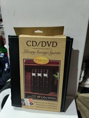 Sistema de almacenamiento de biblioteca premium BellagioItalia encuadernado en cuero CD/DVD nuevo tiene capacidad para 48 Foto 1 de 4