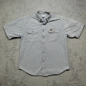 Carhartt Shirt Mens M Button Down Plaid Short Sleeve Pockets Work Wear Casual - Picture 1 of 9