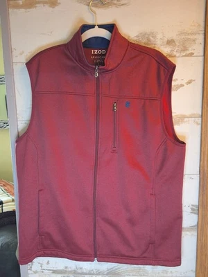 Chaleco elástico natural Izod Advantage para hombre rojo talla L bolsillos, cremallera completa Foto 1 de 4
