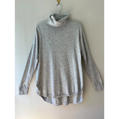 Treasure n Bond Sz L Gray Drapey Turtleneck Sweater Pullover Stretch Tunic - Image 1 of 4