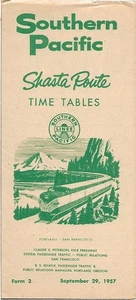 Sep 29 1957 Southern Pacific SHASTA ROUTE Timetables System Map Overland Service - Picture 1 of 4