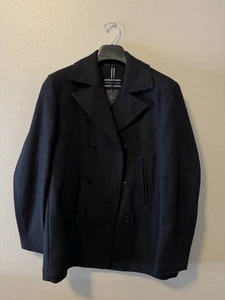 Men’s Calvin Klein Double Breasted Wool Peacoat Navy Size Medium M - Picture 1 of 3