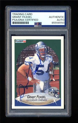 GREAT FEASEL SIGNED 1990 FLEER FOOTBALL PSA/DNA AUTOGRAPHED SEATTLE SEAHAWKS - Image 1 of 2