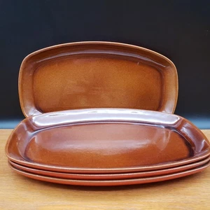 Frankoma Pottery 6P Platters Set of 4 Flame Orange Plainsman Mid Century USA VTG - Picture 1 of 14