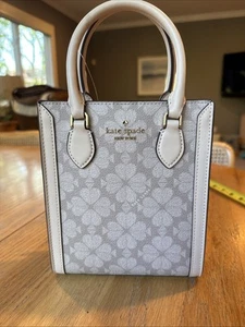 Kate Spade Flower  Manhattan Mini Tote Beige Leather Crossbody Bag NWT $329 - Picture 1 of 15