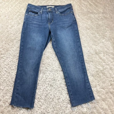 Levi's Women's 29 311 Shaping Skinny Jeans Raw Hem Cropped Blue Denim Casual - Image 1 of 4