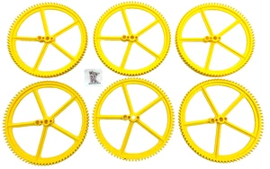 6 Knex große gelbe Zahnräder große 5" Krone - K'nex Ersatzteile - Bild 1 von 3