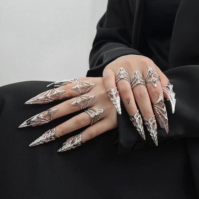Metal Nail Cover Ring Cosplay Armor Cover New Finger Ring  Party Jewelry - Image 1 of 4