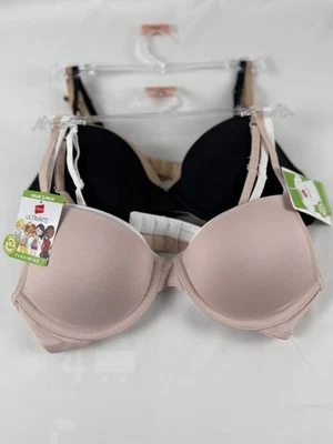 Hanes Ultimate 女孩文胸 尺寸 34 A 4 件装 多种颜色 全新带标签 — 第 1/4 张图片