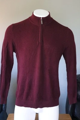 Suéter Pullover Club Room Talla L Para Hombre 1/4 Cremallera 100% Algodón Carmesí/Marate  Foto 1 de 4