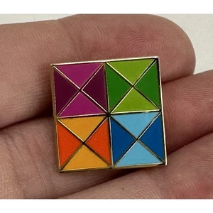 Vintage Anstecknadel Hausierer Quilt quadratische Anstecknadel Brosche - Bild 1 von 2