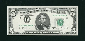 1963A $5 Atlanta Federal Reserve Note FRN • 1968-F • FB Block UNCIRCULATED - Picture 1 of 2
