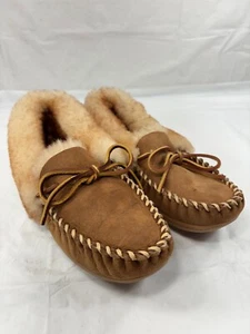 L.L.Bean Wicked Good Slippers Brown Suede Shearling Lined Women's Size 7 new - Picture 1 of 12